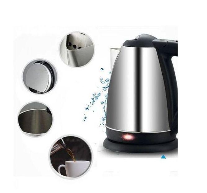 Bouilloire Électrique Inox 1.8L – Chauffe Rapide 220-240V – Sans Fil – Sécurité Automatique