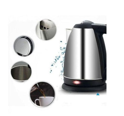 Bouilloire Électrique Inox 1.8L – Chauffe Rapide 220-240V – Sans Fil – Sécurité Automatique