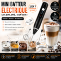 Mini Batteur Électrique Rechargeable 2 en 1 – Mousseur à Lait & Fouet à Œufs – USB – Portable et Puissant