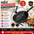 Poêle Antiadhésive avec Couvercle en Verre – Cuisson Sans Accroche – Compatible Tous Feux – Facile à Nettoyer