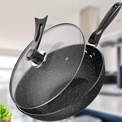 Poêle Antiadhésive avec Couvercle en Verre – Cuisson Sans Accroche – Compatible Tous Feux – Facile à Nettoyer