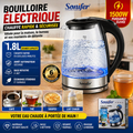 Bouilloire Électrique Transparente 1.8L – Chauffe Rapide 1500W – Idéal Maison & Bureau – Inox Durable