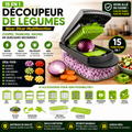 Nicer Dicer Découpeur de Légumes Multifonction 15 en 1 – Coupe Oignon, Tomate, Carotte & Fruits – Hachoir Manuel avec Lames Inox et Bac de Rangement – Vert/Noir