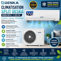 Deska Climatiseur Split 9000 BTU 1.25CV – Air Conditionné Réversible Économique avec Mode Nuit, Auto Nettoyage & Affichage LED – Blanc