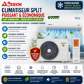Climatiseur Split 9000 BTU 1.25CV – Air Conditionné Économique Refroidissement Rapide Gaz R410 – Blanc