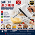 Batteur Électrique Multifonction 180W – Mixeur Cuisine 7 Vitesses – Fouet Pâtisserie & Cuisine – Blanc
