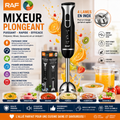 RAF Mixeur Plongeant Électrique 300W – Blender Multifonction Portable – 4 Lames Inox – Noir