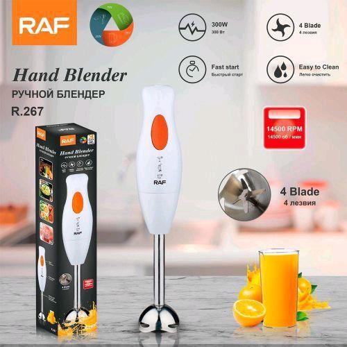 RAF Mixeur Plongeant Électrique 300W – Blender Multifonction Portable – 4 Lames Inox – Noir