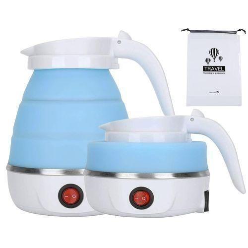 Bouilloire Électrique Pliante Portable 0,6L – Silicone Alimentaire – Chauffe Eau de Voyage Compact – Bleu