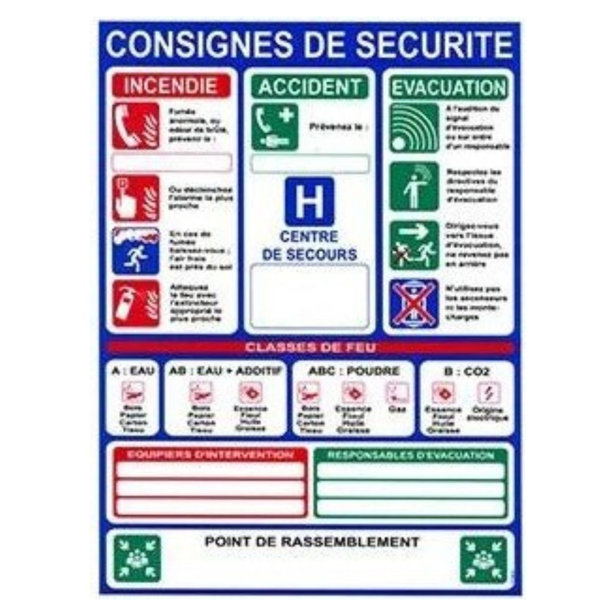 Panneau Consignes de Sécurité Incendie – Format A3