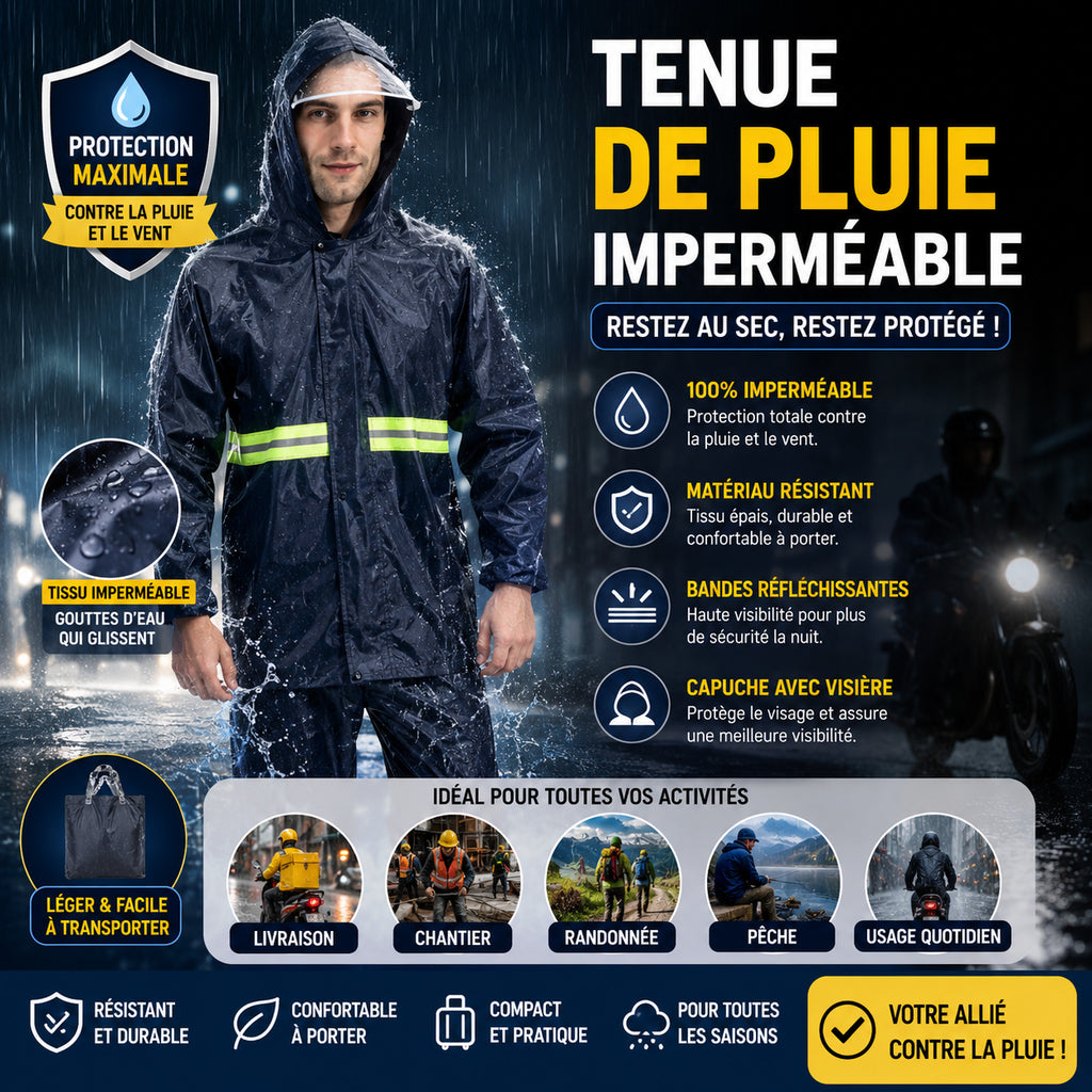 Tenue de Pluie Imperméable Complète Haute Visibilité