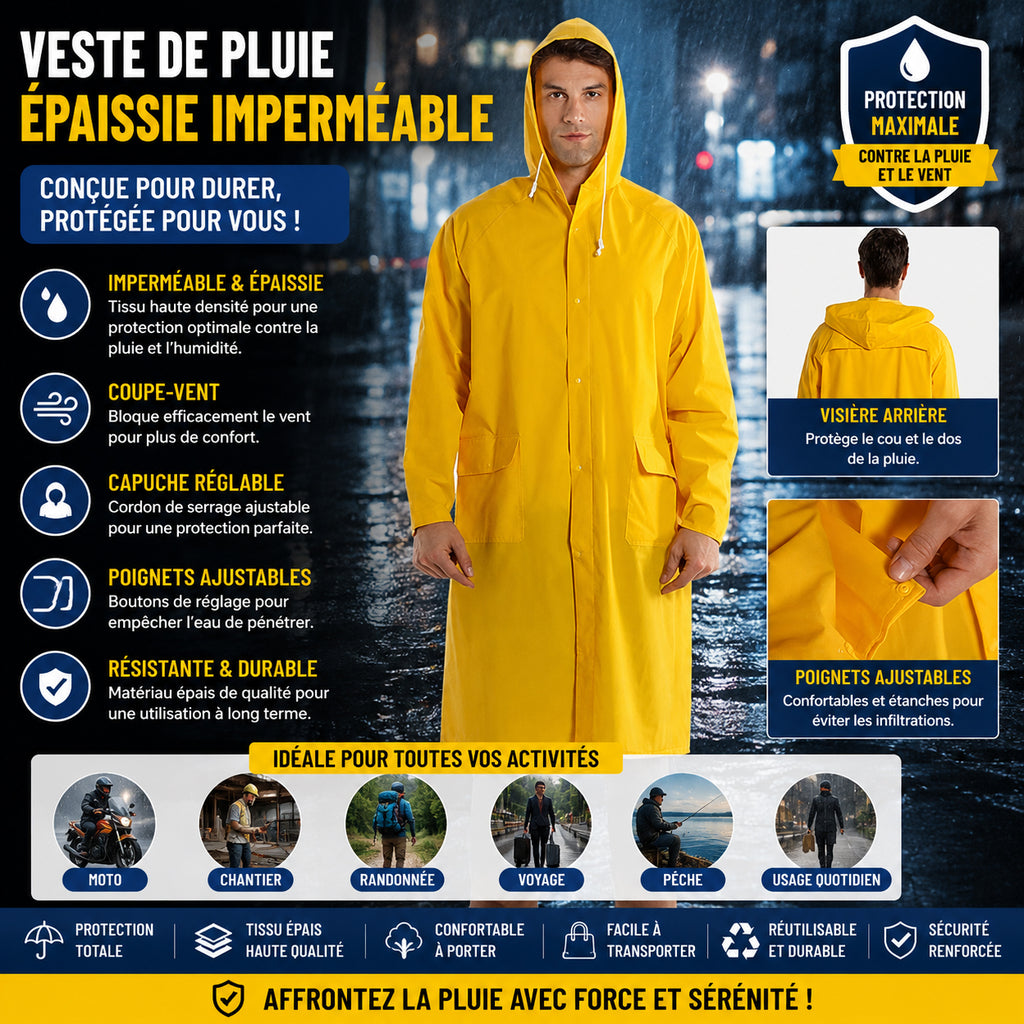 Veste de Pluie Épaissie Imperméable Haute Résistance